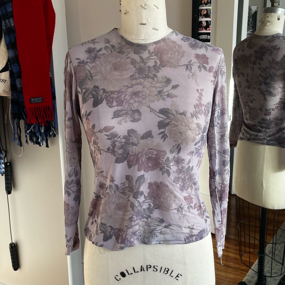 Lavender flower mesh top